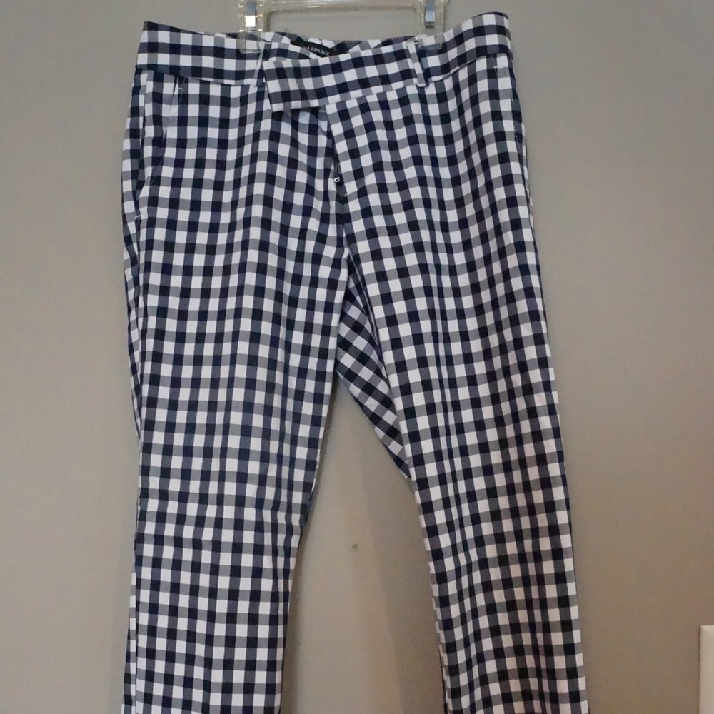 Gingham navy and white pants